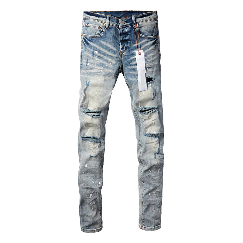 Mens trendy purple jeans, 100% cotton Pure Cotton High Street Trend
