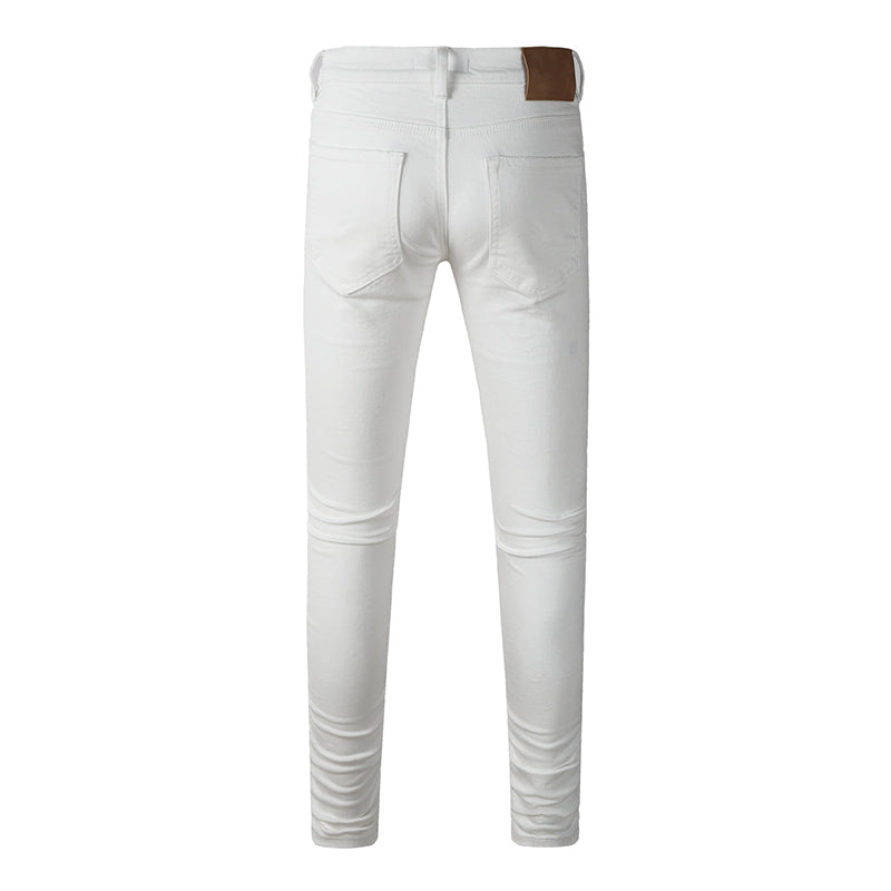 Mens trendy purple jeans, 100% cotton High Street Distressed