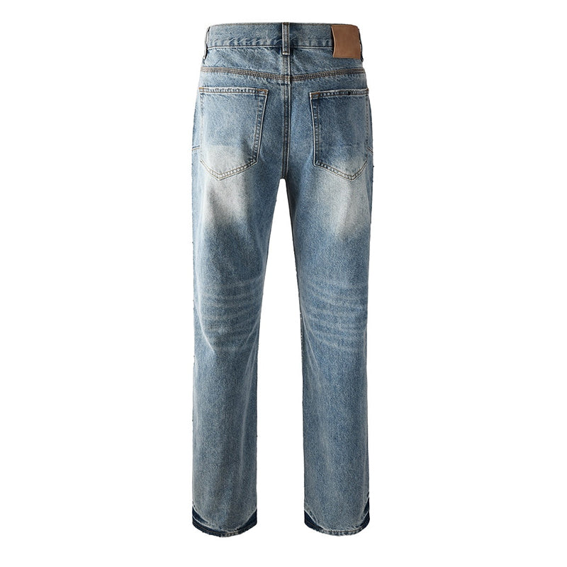 Mens trendy purple jeans, 100% cotton Jeans Rhinestones #9137