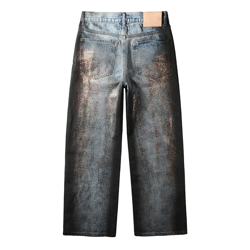 Mens trendy purple jeans, 100% cotton Jeans Rhinestones #102