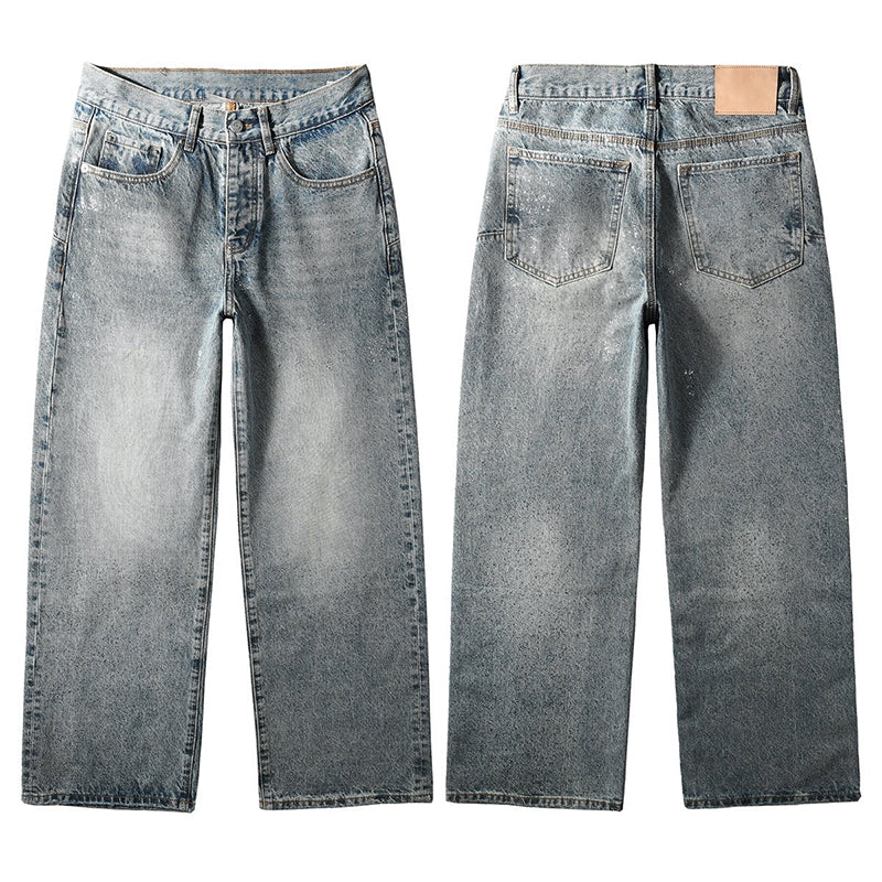 Mens trendy purple jeans, 100% cotton Jeans Rhinestones #101