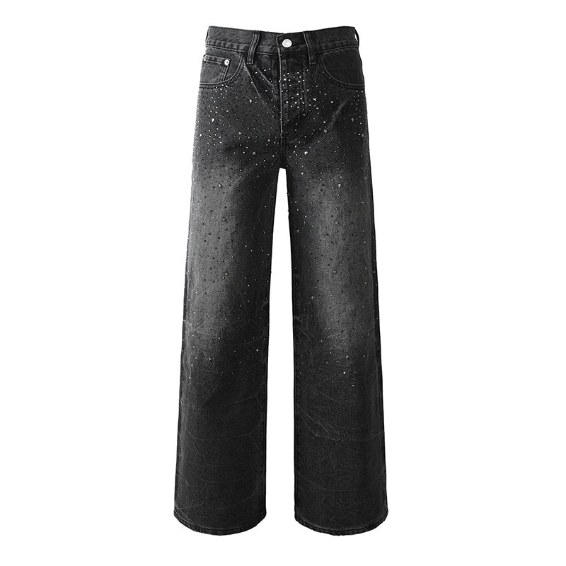 Mens trendy purple jeans, 100% cotton Rhinestones #105