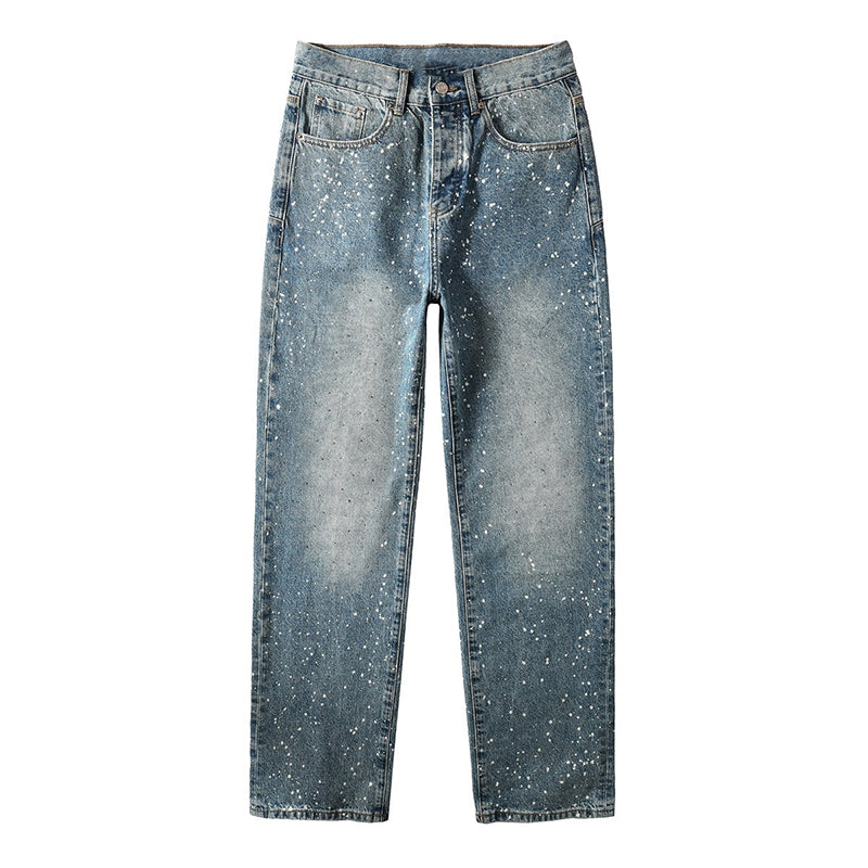 Mens trendy purple jeans, 100% cotton  Jeans Rhinestones #9126
