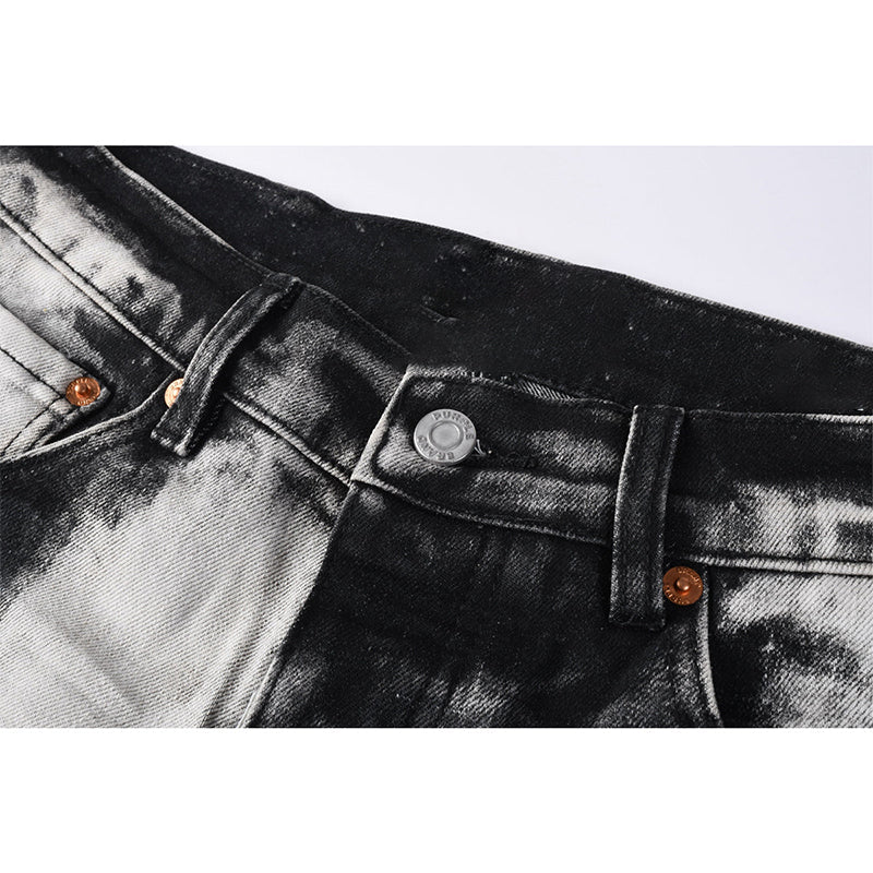 Mens trendy purple jeans, 100% cotton High Street Distressed