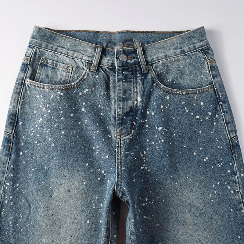 Mens trendy purple jeans, 100% cotton  Jeans Rhinestones #9126