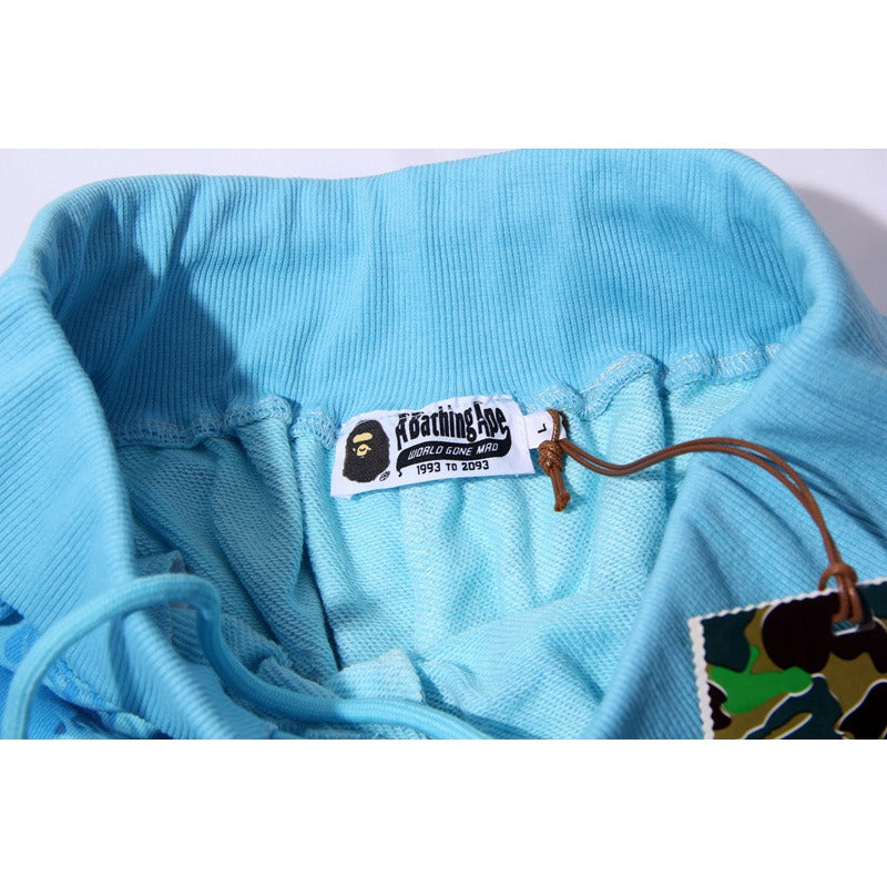 Bathing ape Bape Shorts Flame Blue Camo Shark Straight Beach Pants