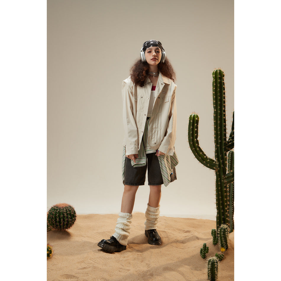 Unisex Jacket Vintage Loose Lapels Padded Shoulder Jacket