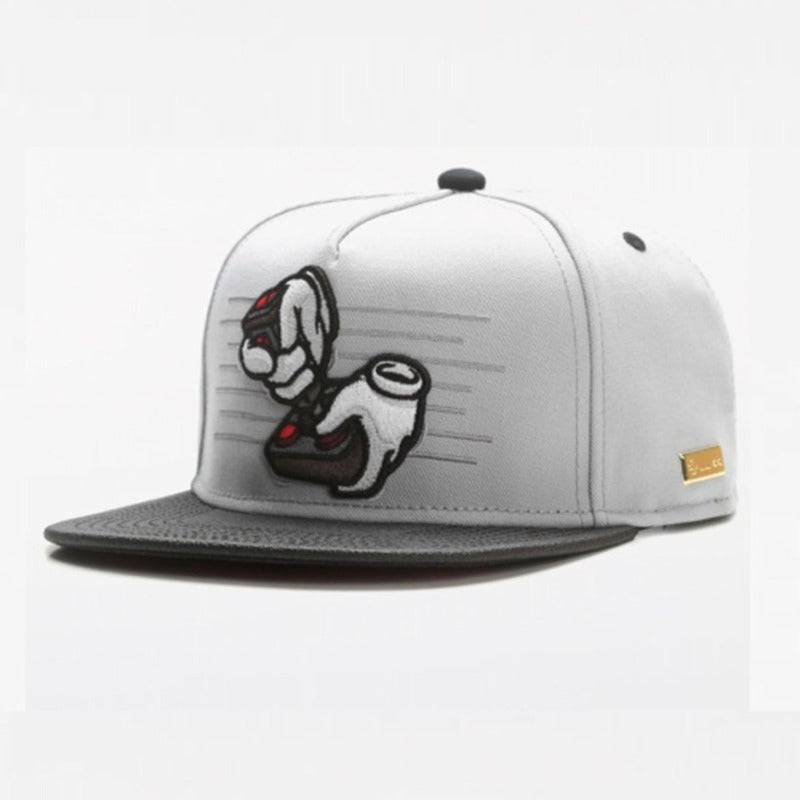 Trendy flat brimmed snapback hats cartoon