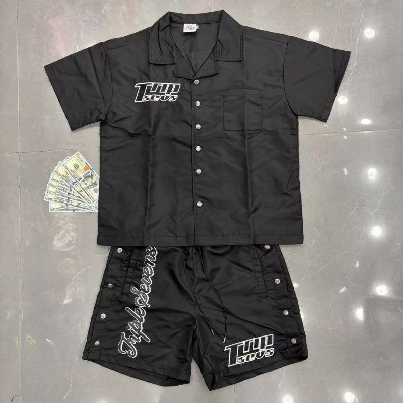 TRIPLE SEVENS T Shirts embroidery shorts set
