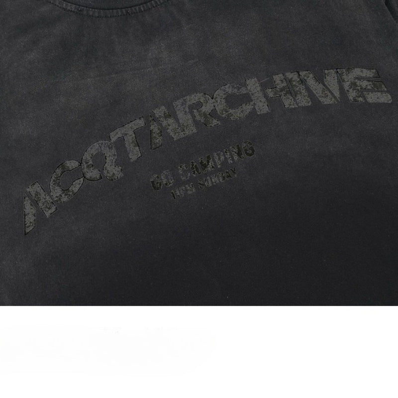 High-quality pure cotton T-shirt retro washed old dirty dye design