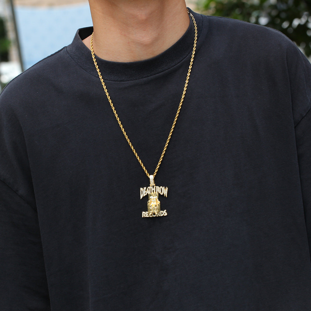 Jewelry DEATHROW Pendant Full Zircon Hiphop Letter Necklace Hip Hop St. Valentine's Royalty Word Up