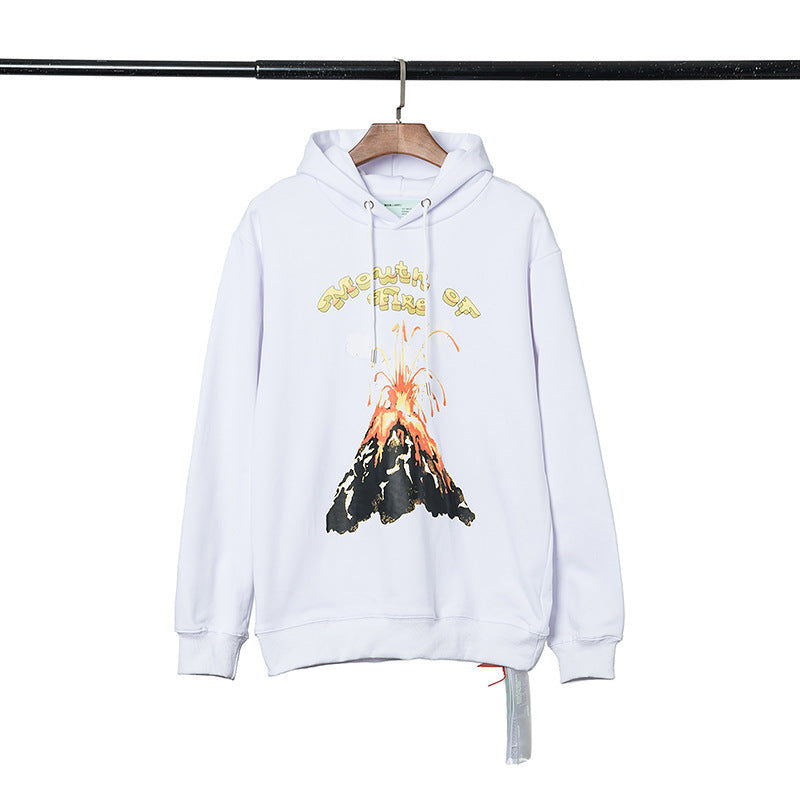 OW  hoodie New volcanic eruption personalized print casual loose hoodie