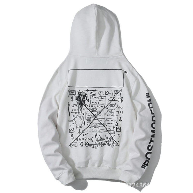 OW  hoodie spoof robot graffiti arrow cotton pullover hooded