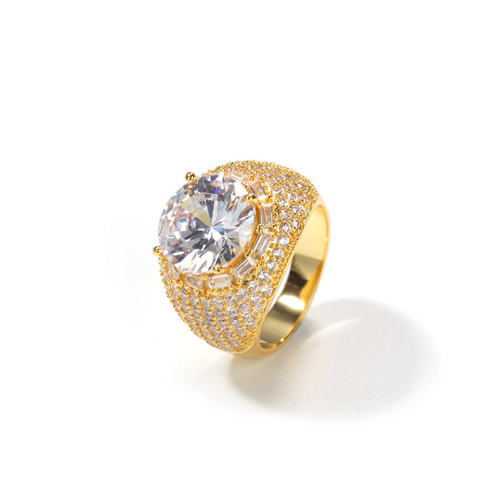 Rings Hip Hop Ring Copper Zircon Large Diamond Arc St. Valentine's Spectrum