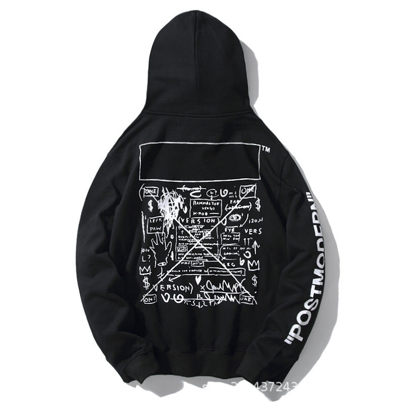 OW  hoodie spoof robot graffiti arrow cotton pullover hooded