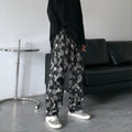 Men Jeans Straight Wide-Leg Pants Casual Loose Washed-out Denim Trousers
