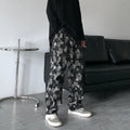 Men Jeans Straight Wide-Leg Pants Casual Loose Hip Hop Washed Denim Trousers