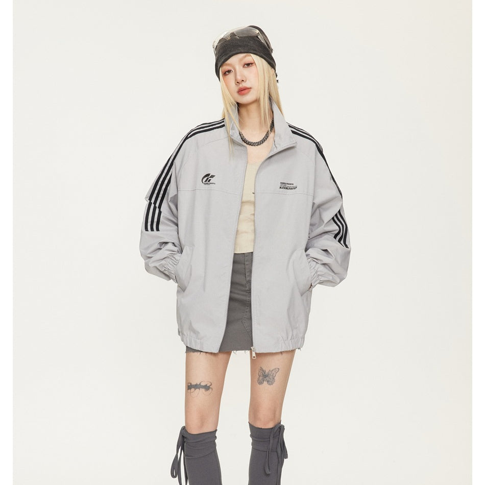 Unisex Jacket Vintage Cardigan Stand Collar Sports Jacket