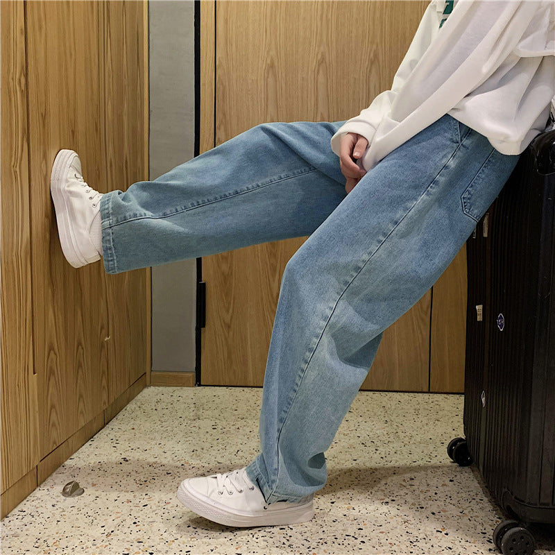 Men Jeans Loose and Simple Straight-Leg Pants