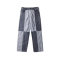 Men Jeans Washed Old Baggy Straight Trousers Contrast Color Tie-Dye Denim Trousers