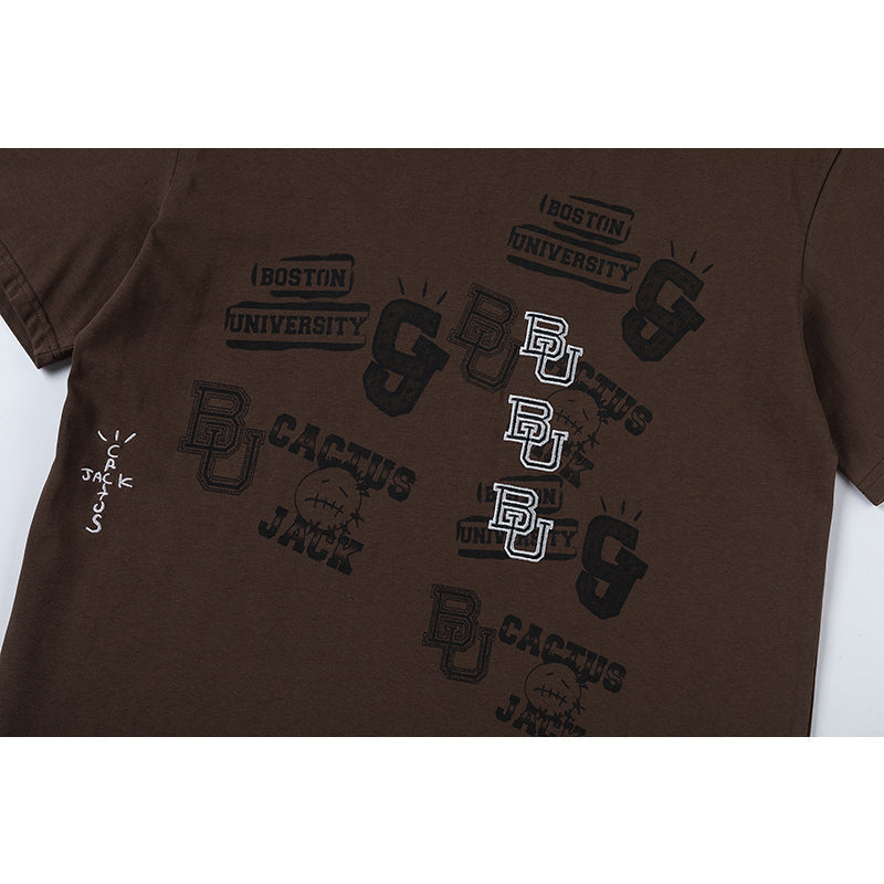 Travis Scott T Shirts x Mitchell x Ness Boston University Seal Short Sleeve