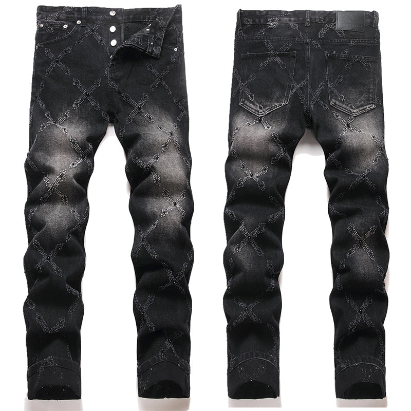 Mens Fashion Jeans Chain embroidery S8261#