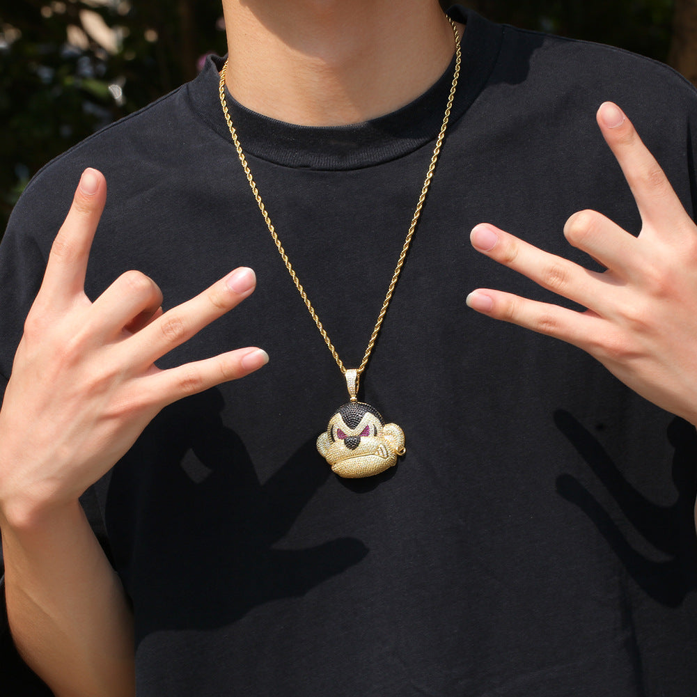 Jewelry Hip Hop Hipster Orangutan Necklace with Minor Zircon St. Valentine's Animal