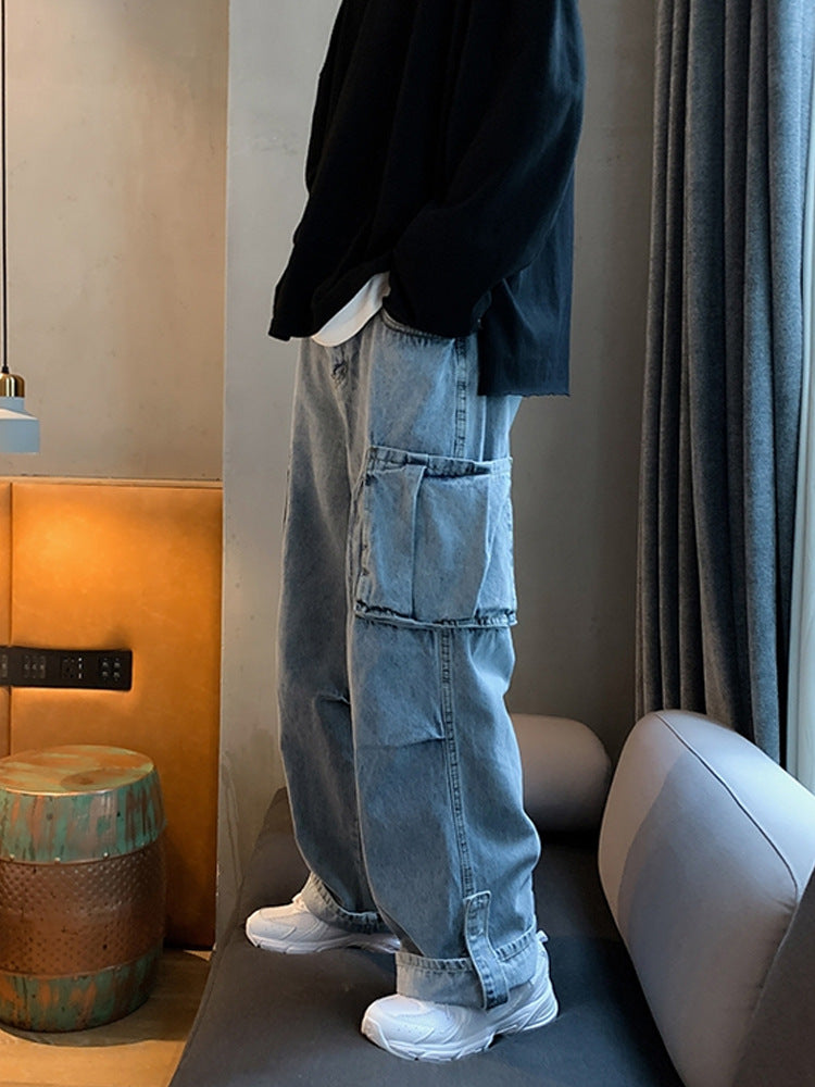 Men Jeans Wide Leg Jeans Men Straight Loose Trousers