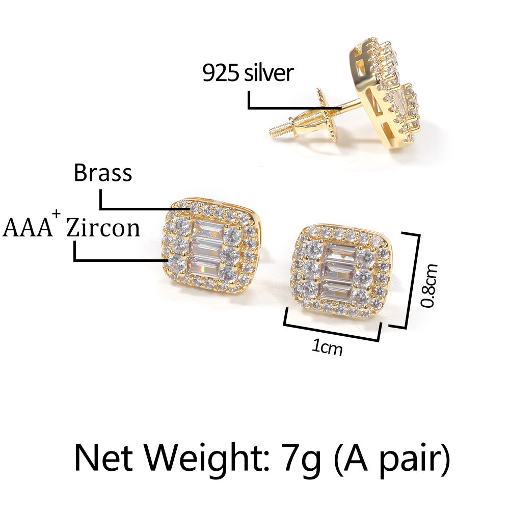 Earrings Zircon Square Earrings Spectrum