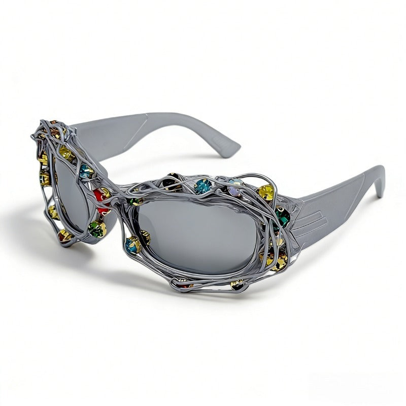 Trendy punk glasses vine rhinestone retro