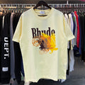 Rhude T Shirts gradual change color pattern print cotton short sleeves men and women