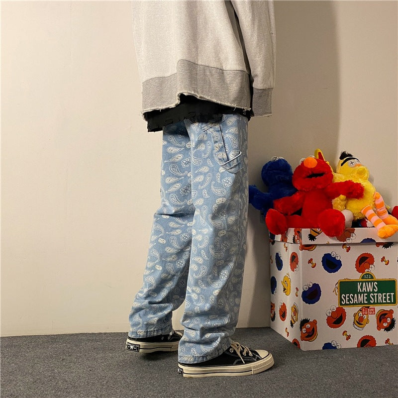 Men Jeans Straight Spring and Autumn Workwear Jeans Trousers