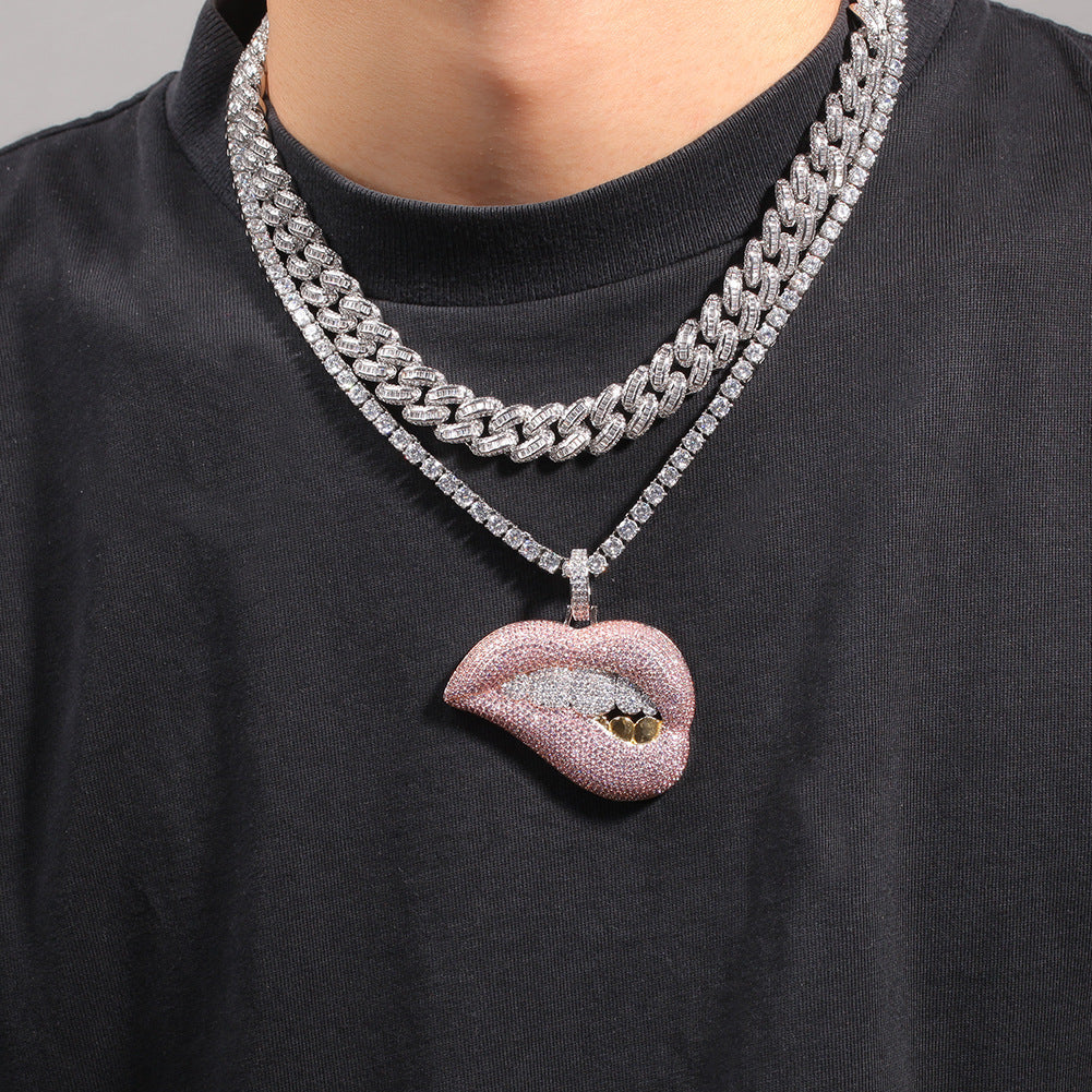 Jewelry Hip Hop Pendant Necklace Copper Set Zircon Hipster Necklace St. Valentine's