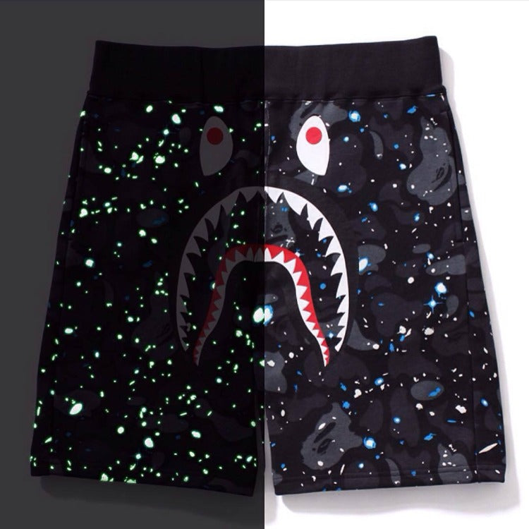Bathing ape Bape Shorts Shark Head Luminous Shorts Straight Beach