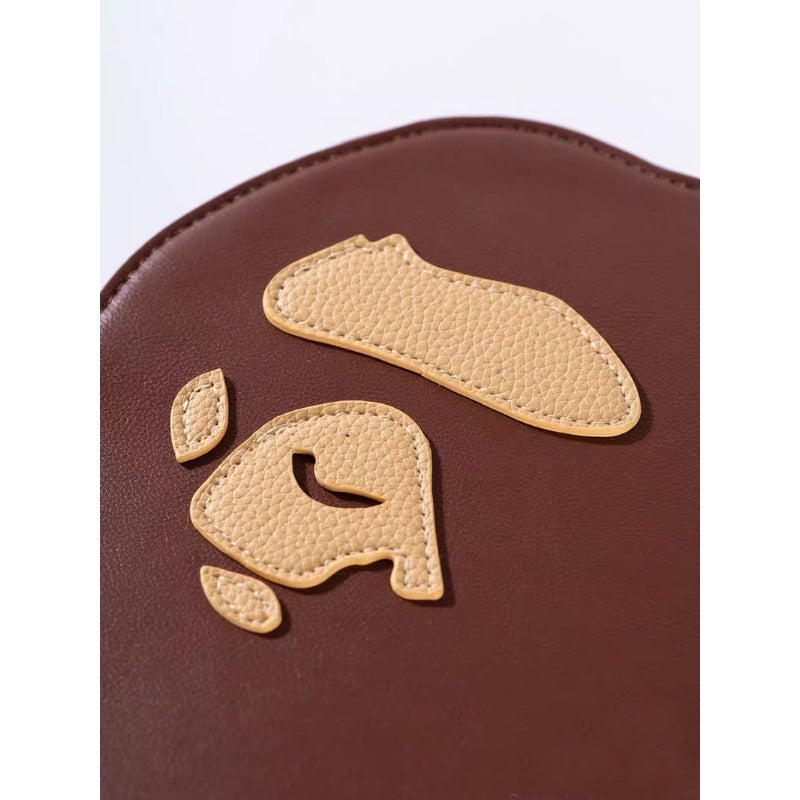 Bathing Ape Bape Bag Accessories: Ape-patterned PU leather zippered crossbody bag/shoulder bag