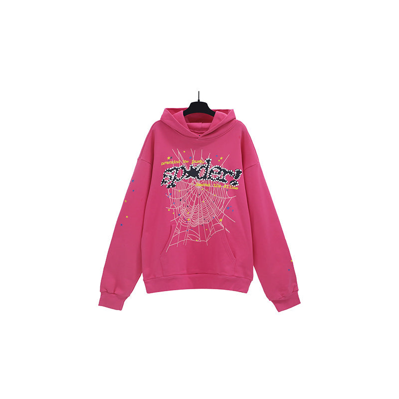 Sp5der Hoodie Cobweb Puff Print Pure Cotton