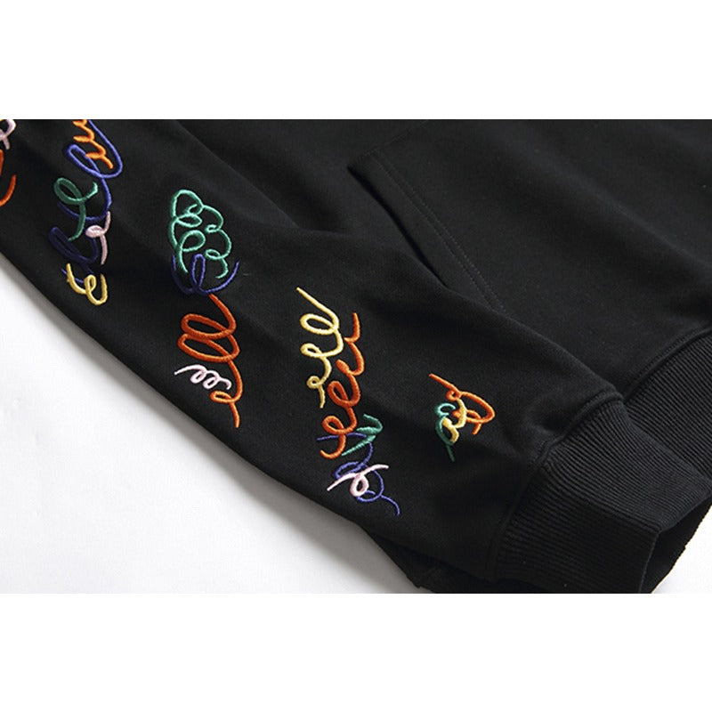 OW  hoodie creative color curved embroidered arrow hooded