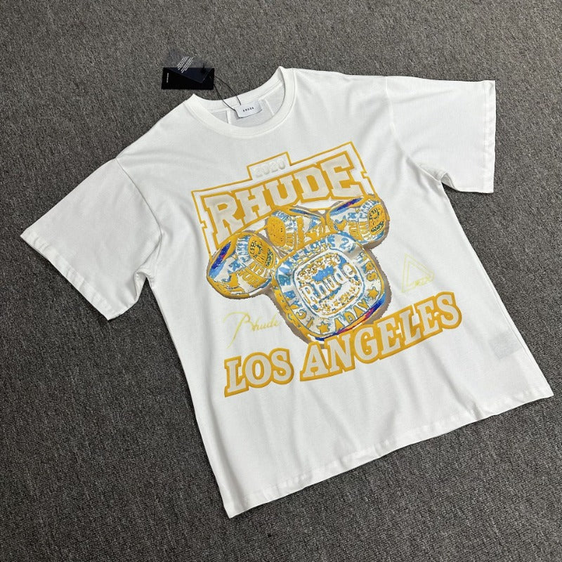 Rhude T Shirt Micro Label Champion Ring Printed Short Sleeve T-Shirt