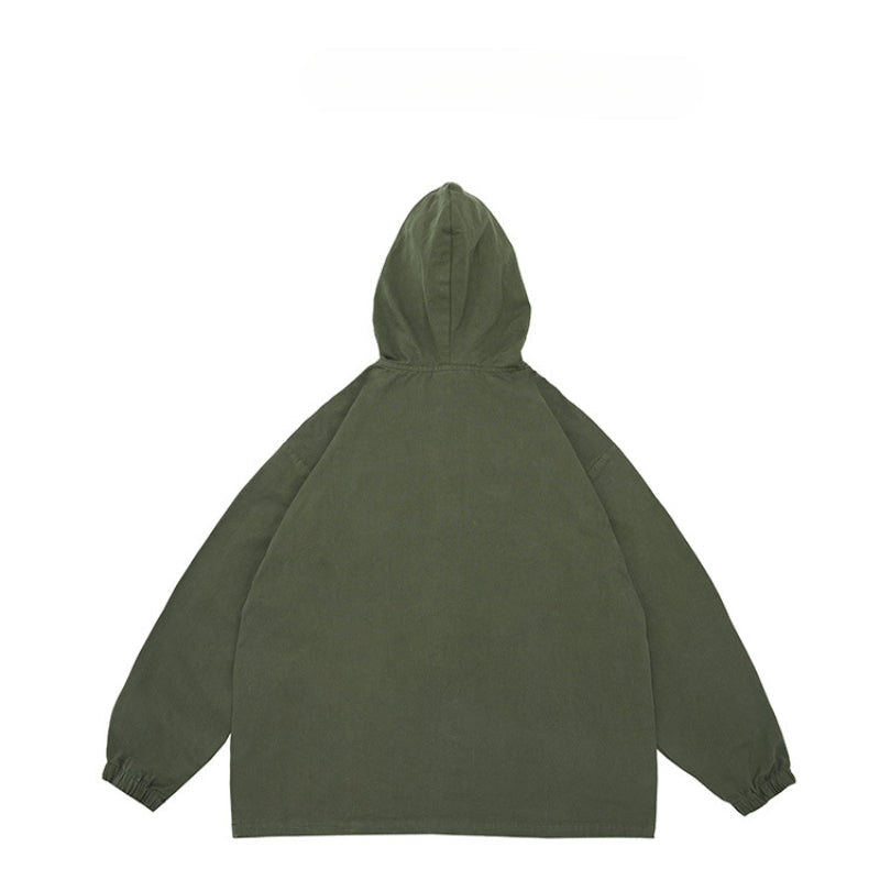 Unisex Jacket Vintage Camping Jacket Men's Loose Top Hooded Jacket