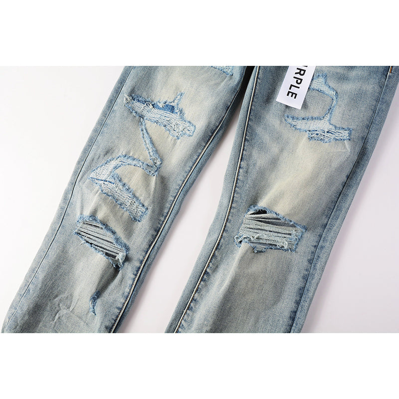 Mens trendy purple jeans, 100% cotton Pure Cotton High Street Trend