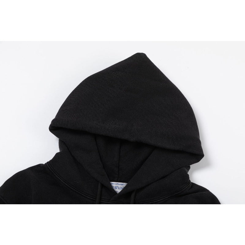 OW  hoodie Black and white portrait oil painting pattern hooded