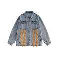 Unisex Jacket Retro Washed Denim Jacket Zipper Men and Women Loose Overalls