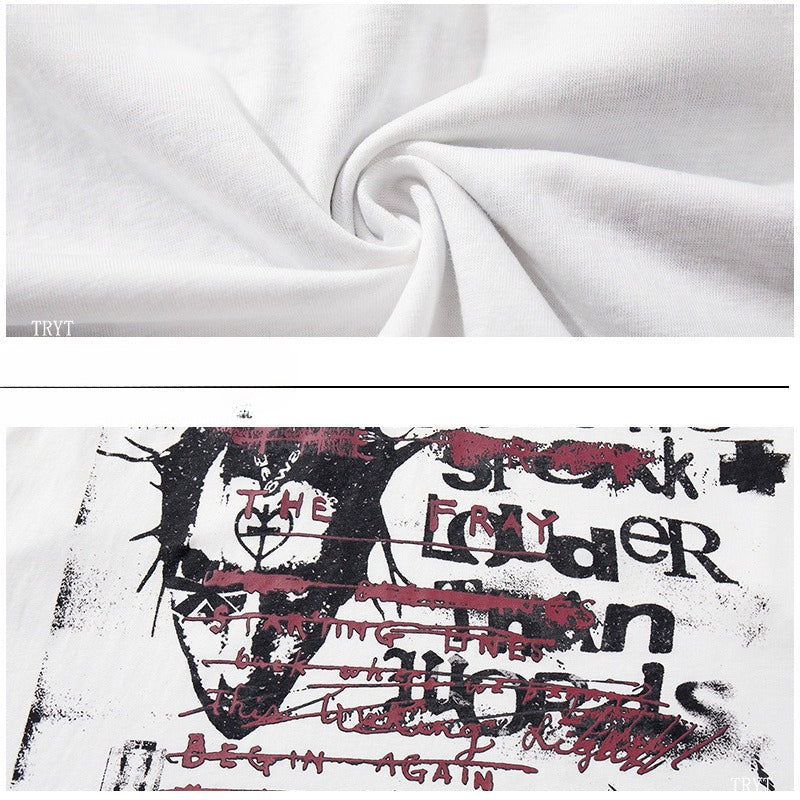 High-quality pure cotton T-shirt high street punk subculture teen