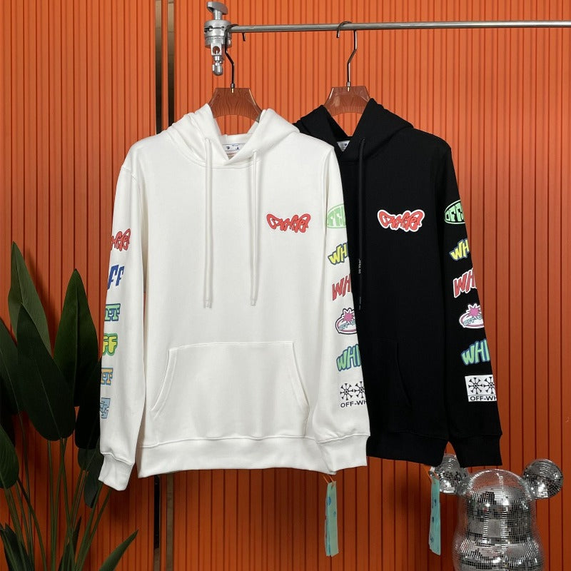 OW  hoodie Colorful graffiti Arrow Pattern Pullover Hood