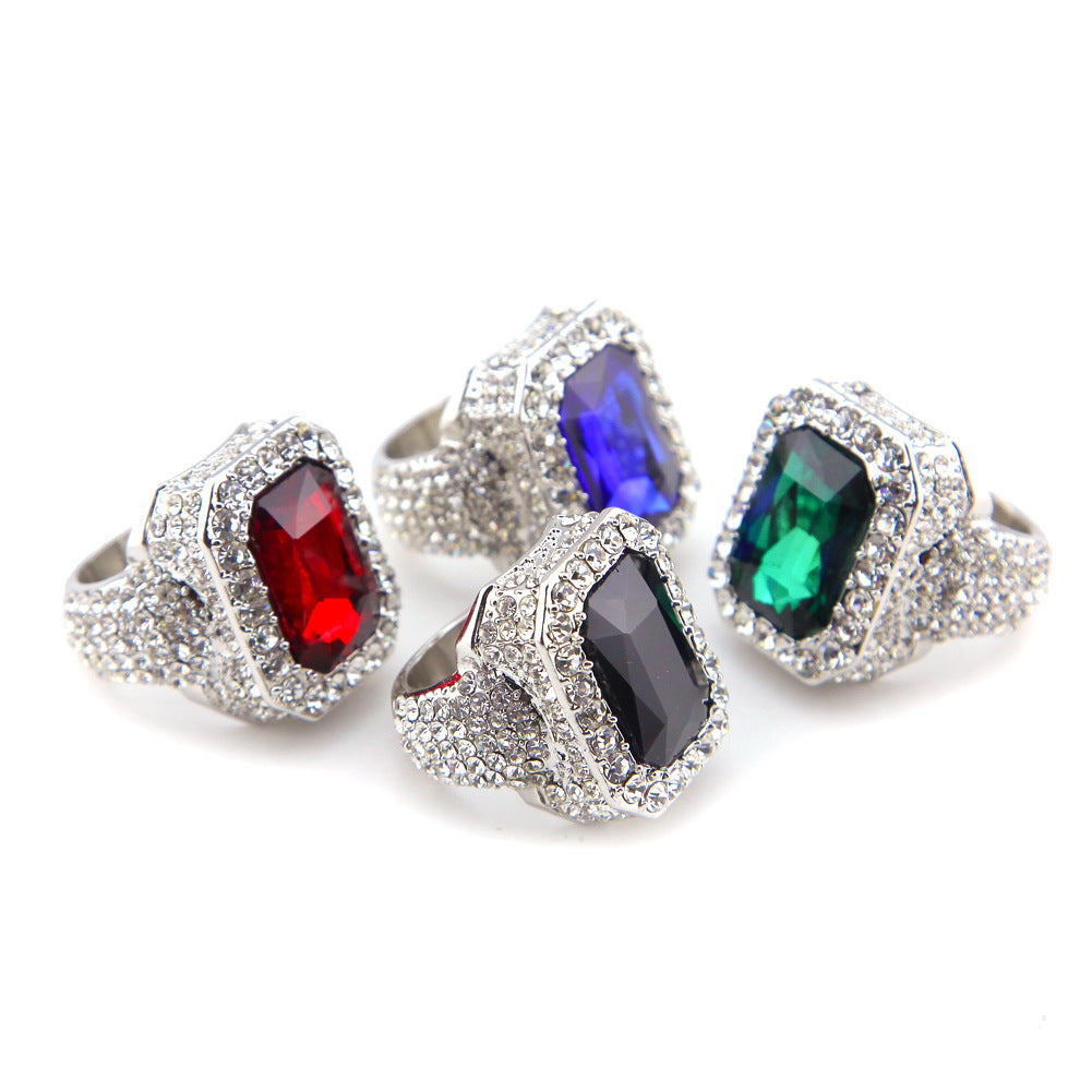 Rings Design Square Diamond Alloy Ring Hip Hop Royalty