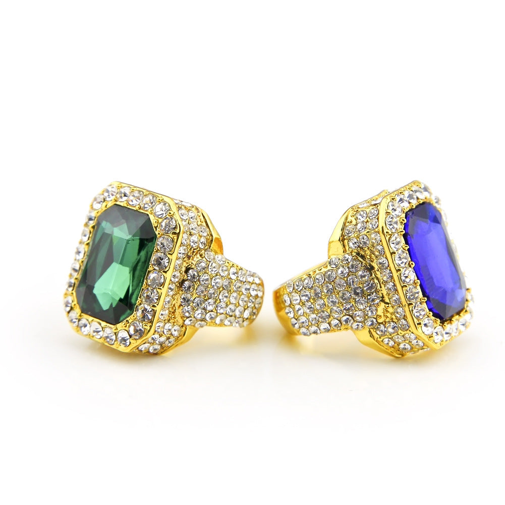 Rings Design Square Diamond Alloy Ring Hip Hop Royalty