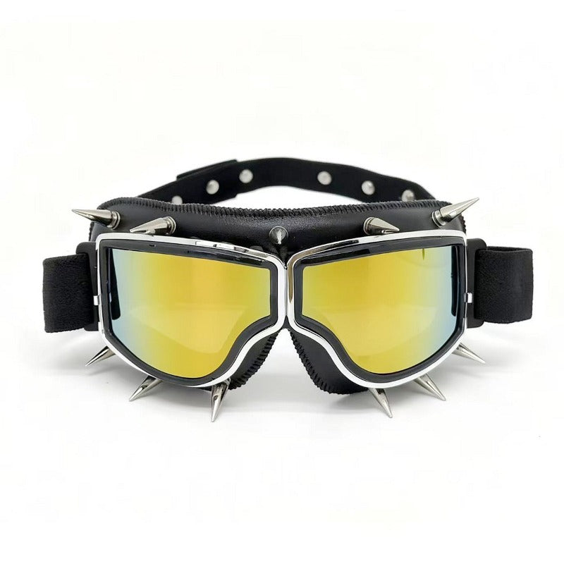 Trendy punk glasses retro leather binding