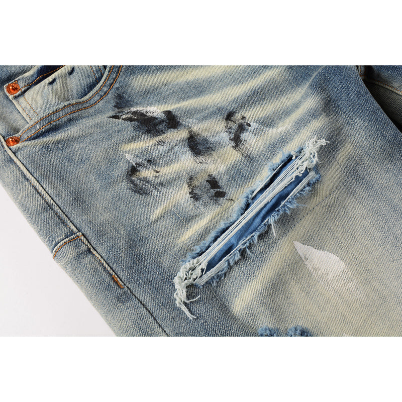 Mens trendy purple jeans, 100% cotton Pure Cotton High Street Trend