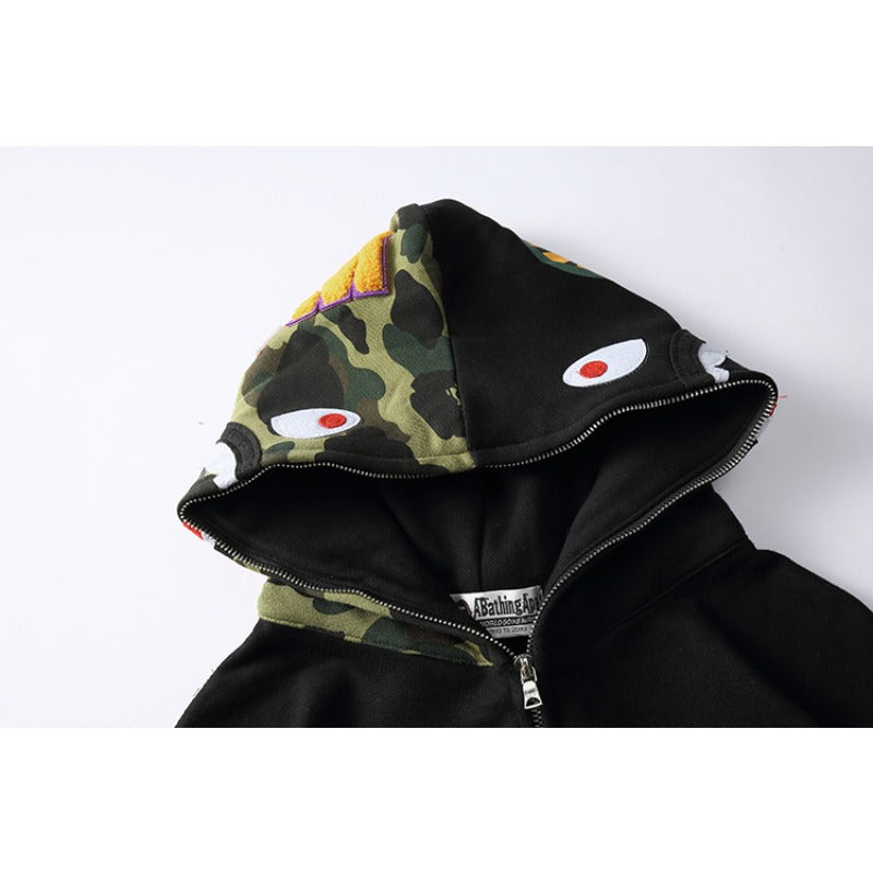 Bathing Ape Hoodie Splicing Camouflage Sweater Cardigan Hooded