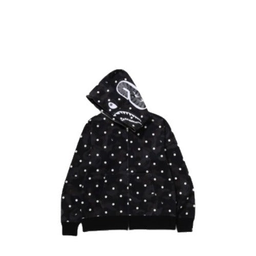 Bathing ape hoode bape polka dot black joint autum
